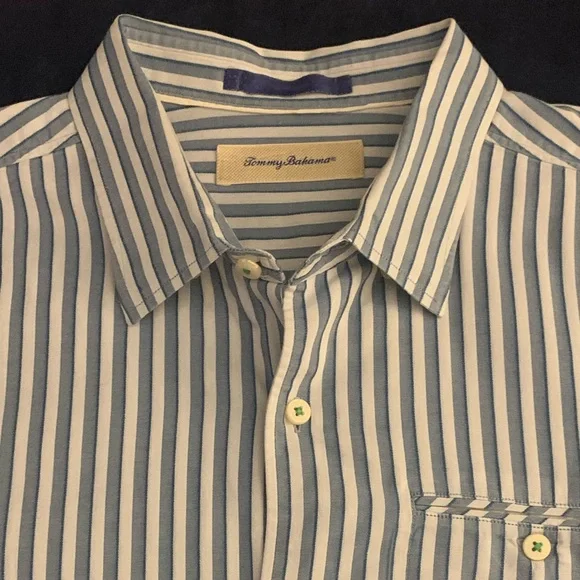 TOMMY BAHAMA LS All Cotton Shirt w Hidden BD Collar - Picture 1 of 7
